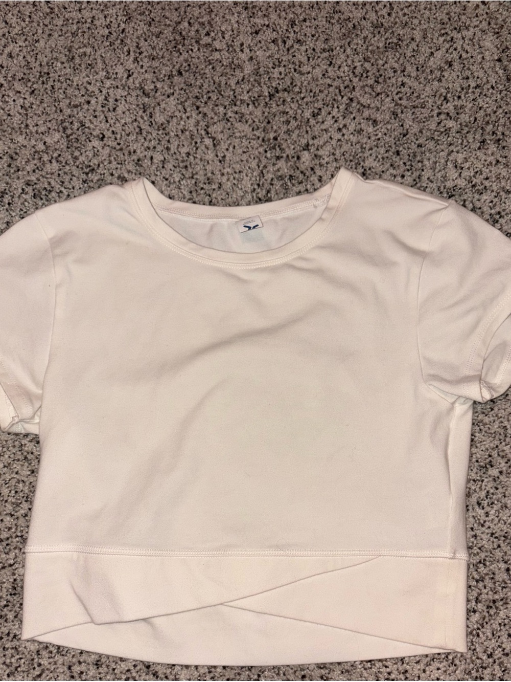 Old Navy White Cropped Crewneck Tee with Overlap Hem